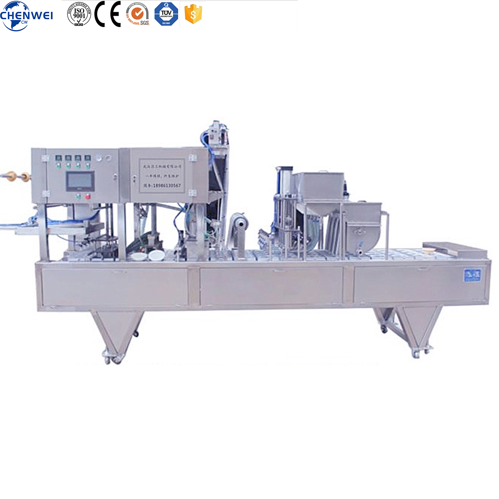 automatic plastic cup filling and sealing machine for water milk yogurt