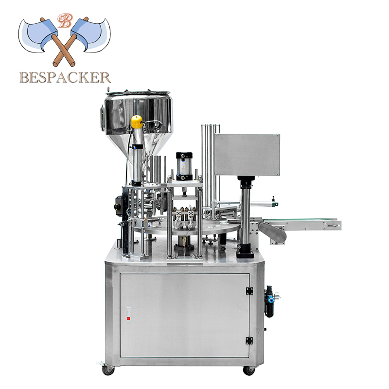 Automatic cup filling and sealing machine, yogurt cup sealing machine, water cup filling sealing machine